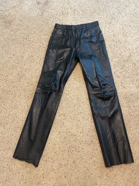 Alan Michael’s Genuine Leather Black Straight-Leg Pants
